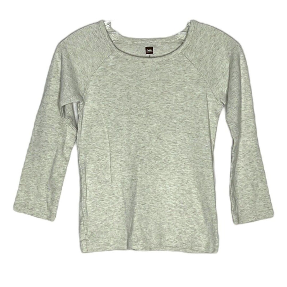 Tea Collection Top Girls 5 Beige Long‎ Sleeve Crew Neck Casual Essential Basic
